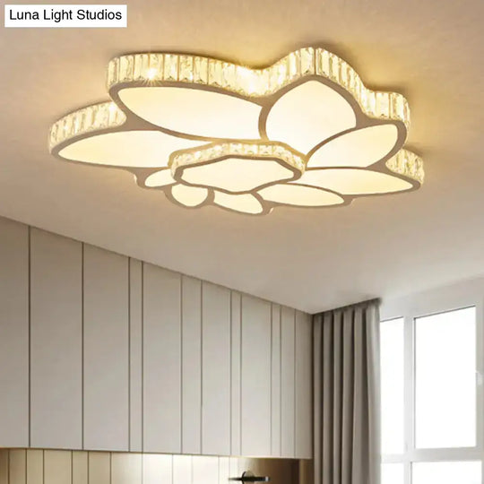 Flower Acrylic Shade Led Ceiling Light - Clear Crystal Flush Mount For Minimalist Living Room