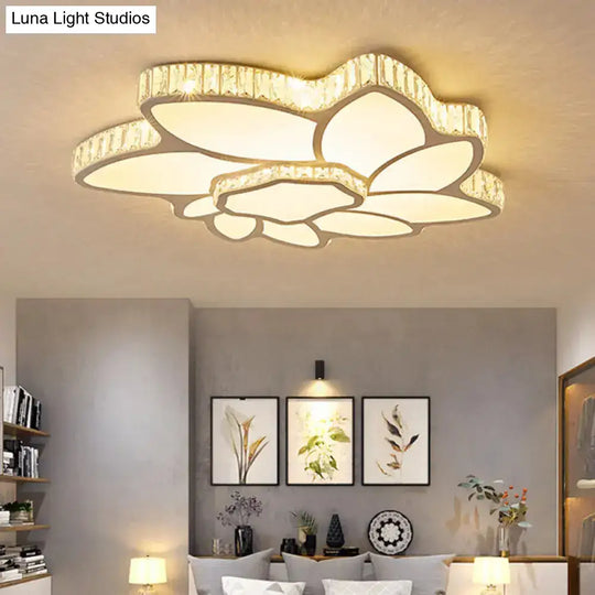 Flower Acrylic Shade Led Ceiling Light - Clear Crystal Flush Mount For Minimalist Living Room