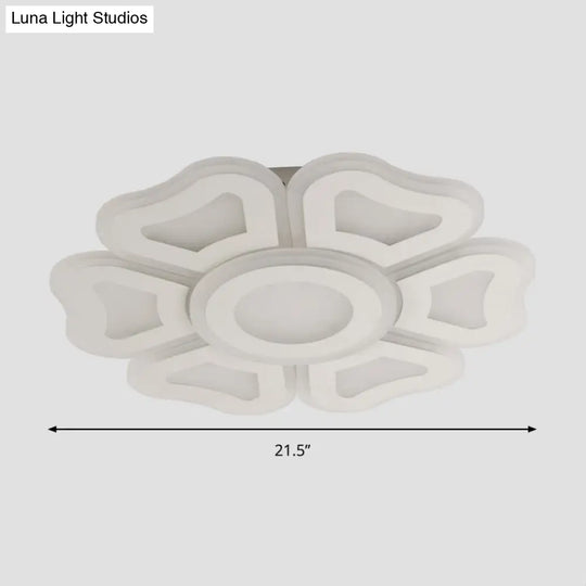 Flower Bedroom Led Ceiling Light Fixture In Modern White Acrylic Flush Design