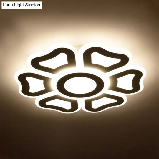 Flower Bedroom Led Ceiling Light Fixture In Modern White Acrylic Flush Design