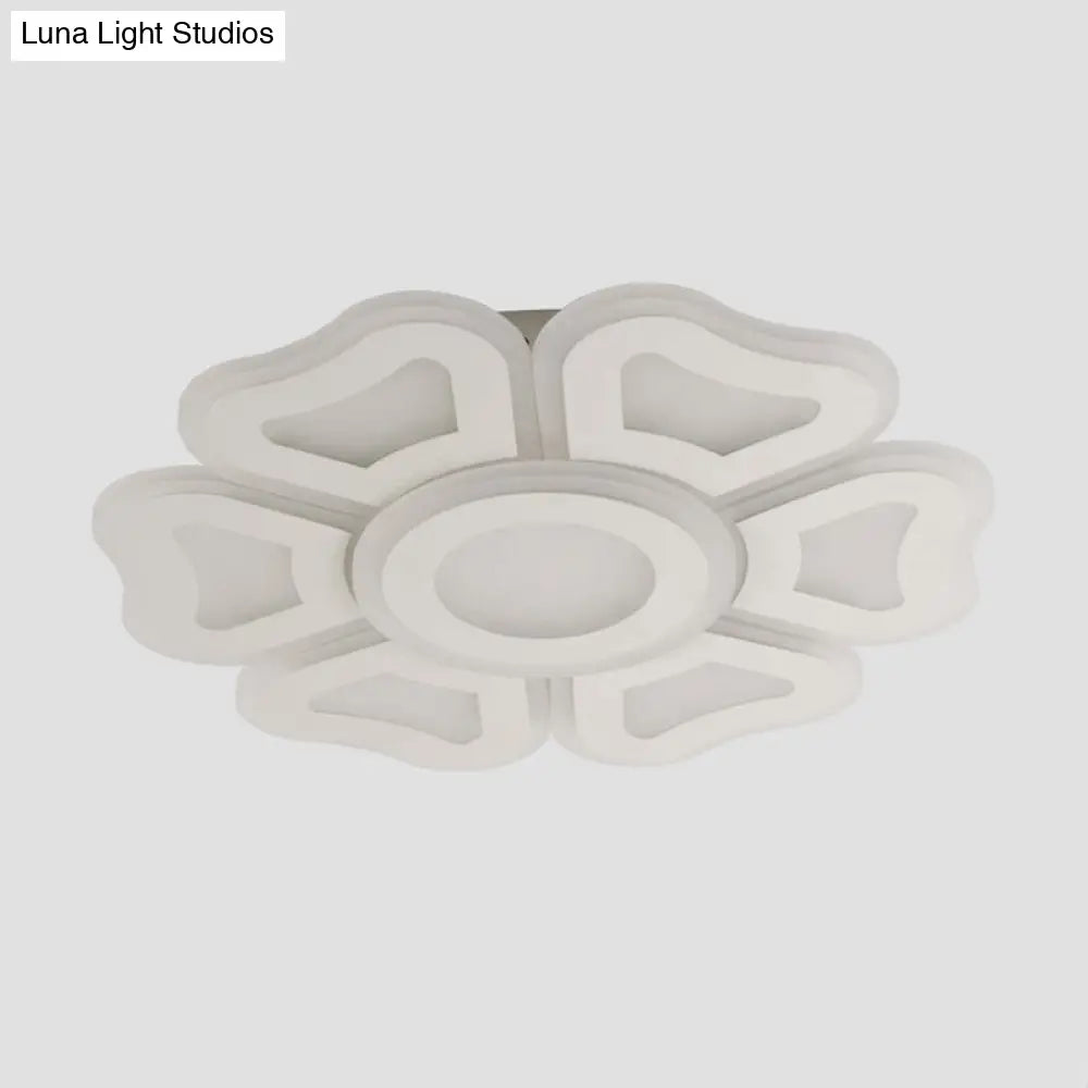 Flower Bedroom Led Ceiling Light Fixture In Modern White Acrylic Flush Design