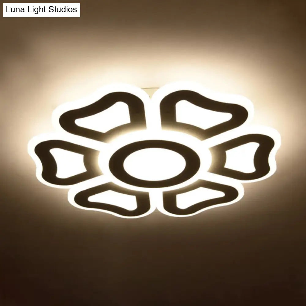 Flower Bedroom Led Ceiling Light Fixture In Modern White Acrylic Flush Design