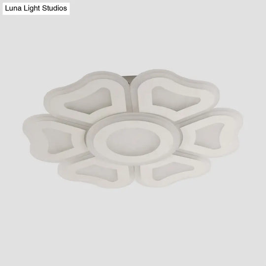 Flower Bedroom Led Ceiling Light Fixture In Modern White Acrylic Flush Design