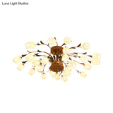 Flower Ceiling Light Fixture - American Design With 25 Led Bulbs Metal Semi - Mount Lighting In