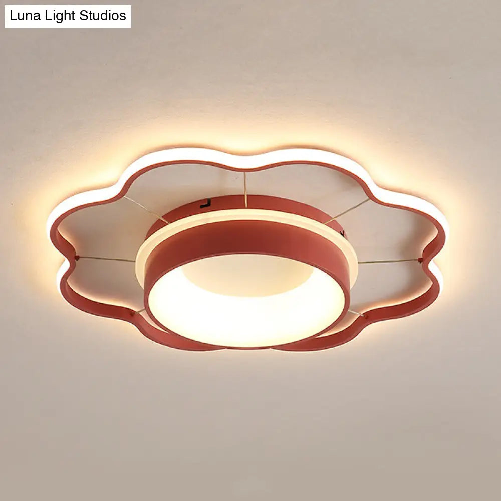 Flower Flush Mount Spotlight Kids Led Light In Pink/Gold Warm/White