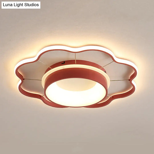 Flower Flush Mount Spotlight Kids Led Light In Pink/Gold Warm/White