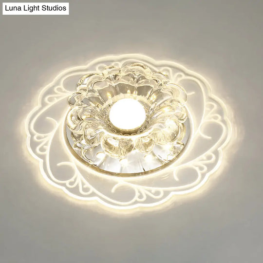 Flower Shape Crystal Flush Mount Ceiling Light Fixture With Led Modern Aisle Lighting Clear / B