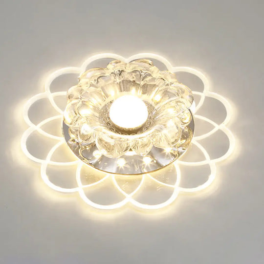 Flower Shape Crystal Flush Mount Ceiling Light Fixture With Led Modern Aisle Lighting Clear / I