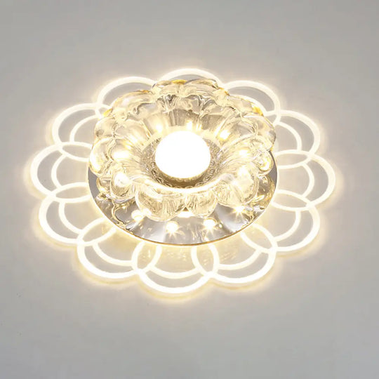 Flower Shape Crystal Flush Mount Ceiling Light Fixture With Led Modern Aisle Lighting Clear / J