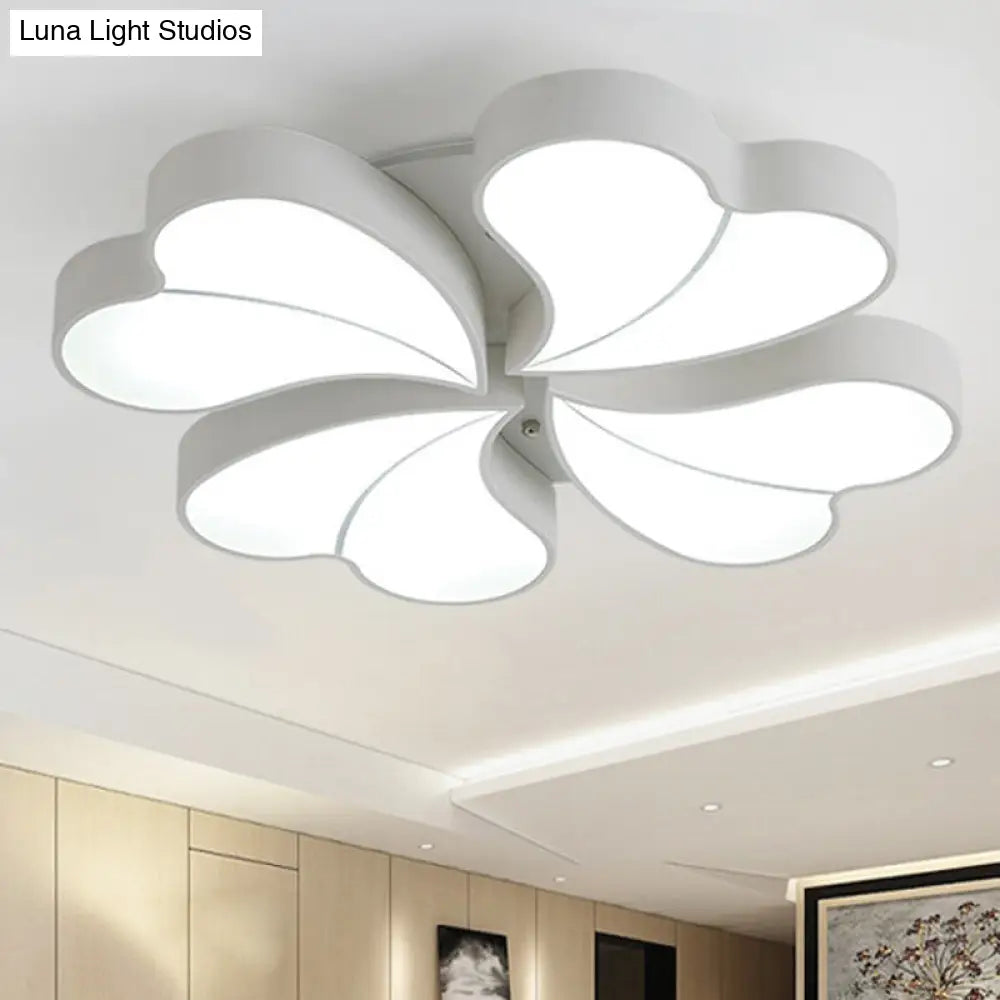 Flower-Shaped Acrylic Art Deco Ceiling Light In White For Bedroom / 20.5 Warm