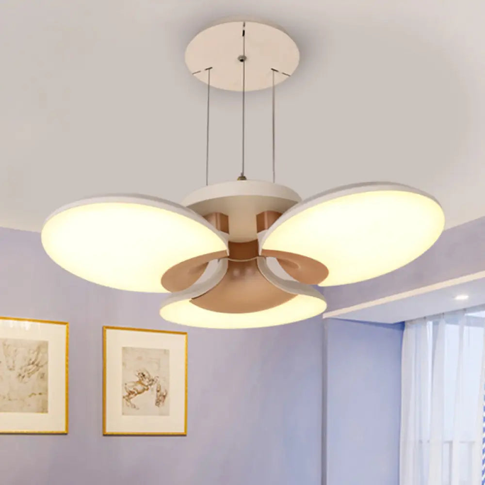 Flower-Shaped Acrylic Shade Chandelier: Modern White Pendant Light For Living Room - 3 Lights