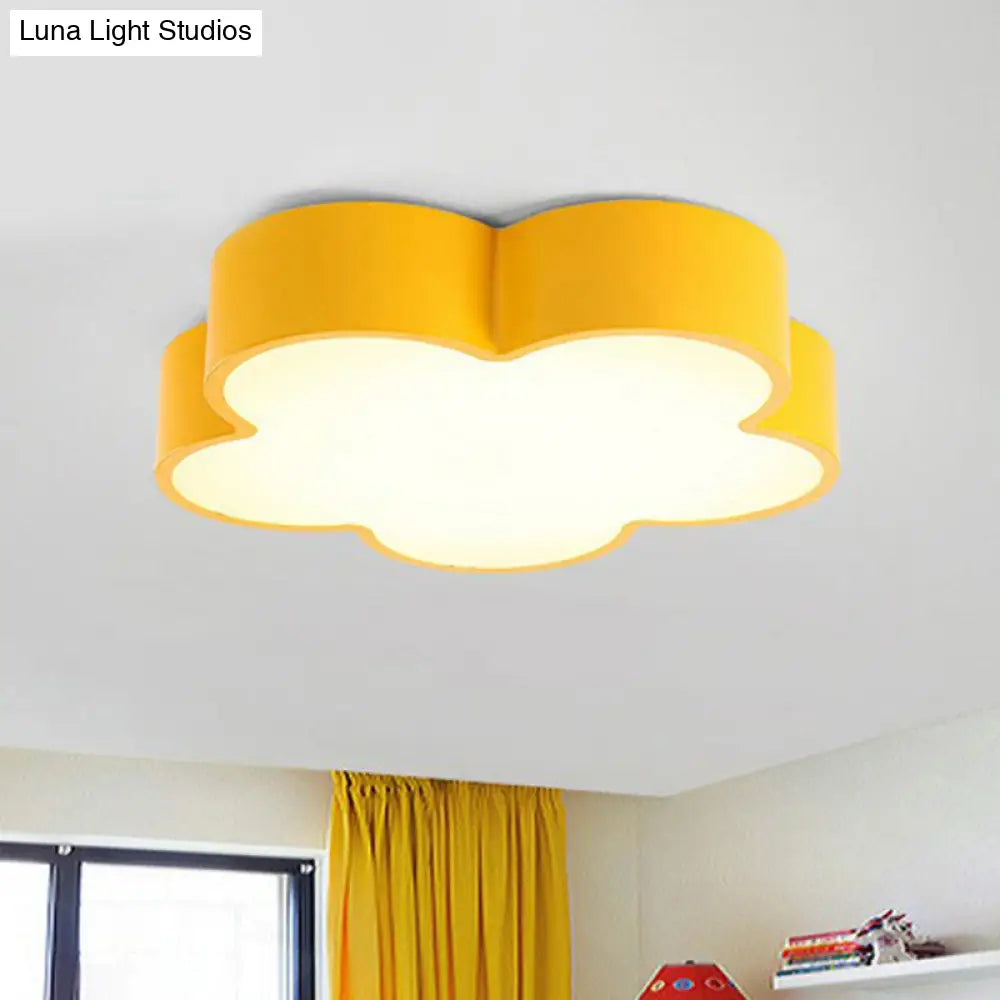 Flower-Shaped Led Ceiling Light For Kids Bedroom Yellow / 18 White