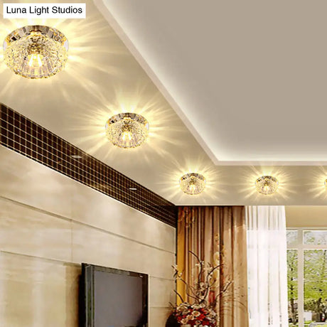 Flower - Shaped Led Flush Ceiling Light With Clear Crystal Finish - Simple & Elegant Fixture