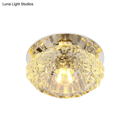 Flower - Shaped Led Flush Ceiling Light With Clear Crystal Finish - Simple & Elegant Fixture