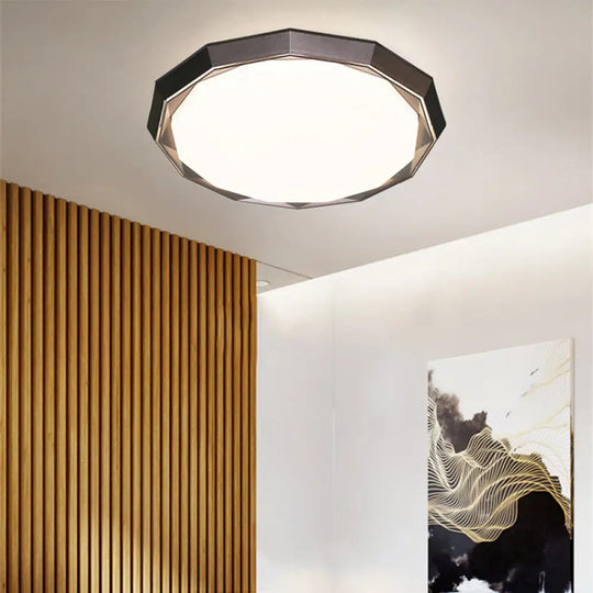 Flush Led Bedroom Ceiling Mount Light With Acrylic Frosted Diffuser - Brown 16’/19.5’ Dia / 16’