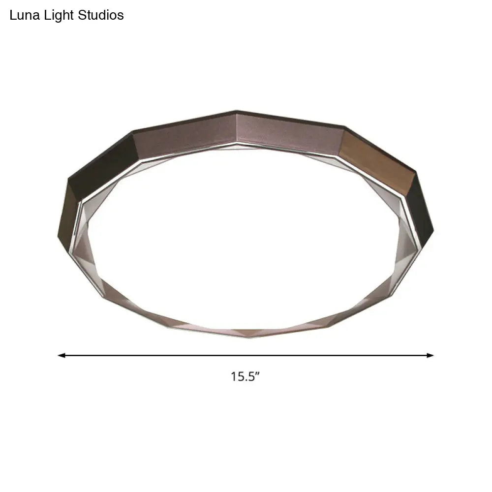 Flush Led Bedroom Ceiling Mount Light With Acrylic Frosted Diffuser - Brown 16/19.5 Dia