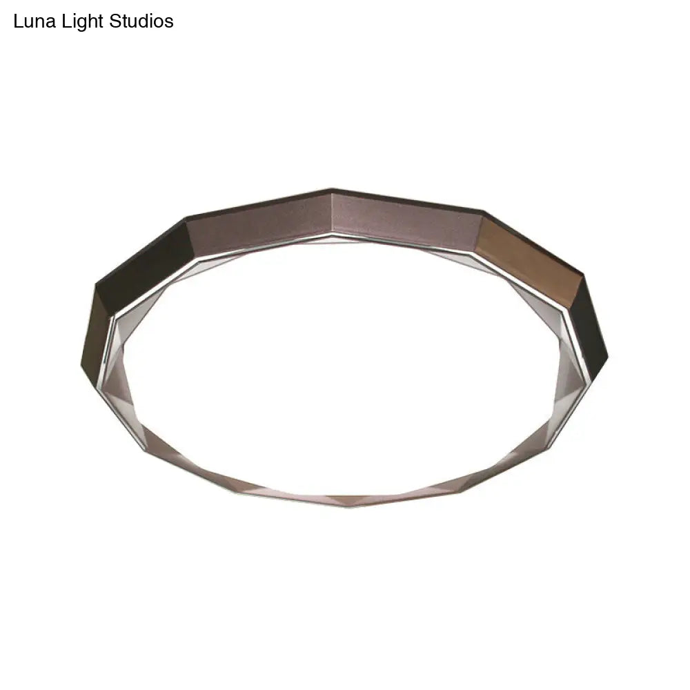 Flush Led Bedroom Ceiling Mount Light With Acrylic Frosted Diffuser - Brown 16/19.5 Dia