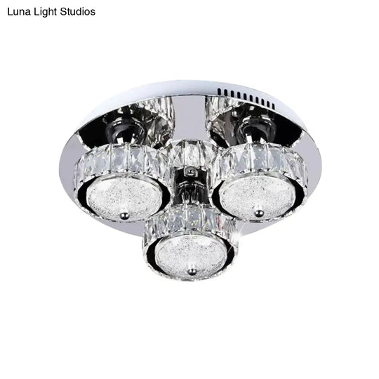 Flush Mount Crystal Led Ceiling Light For Contemporary Bedrooms - Stainless Steel Finish