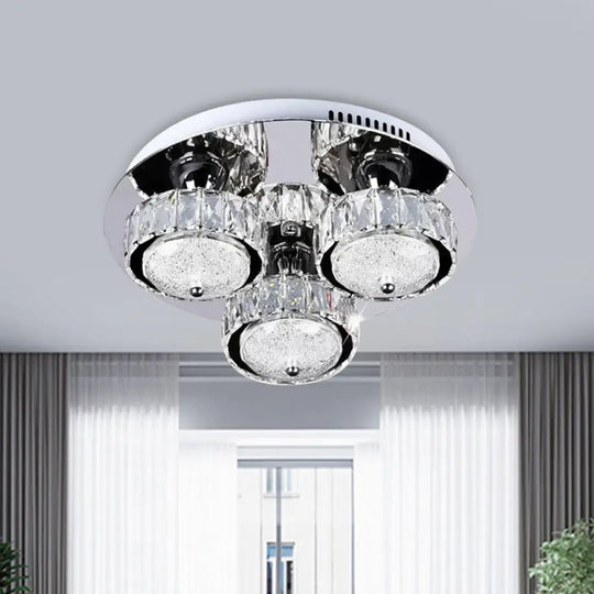 Flush Mount Crystal Led Ceiling Light For Contemporary Bedrooms - Stainless Steel Finish Stainless