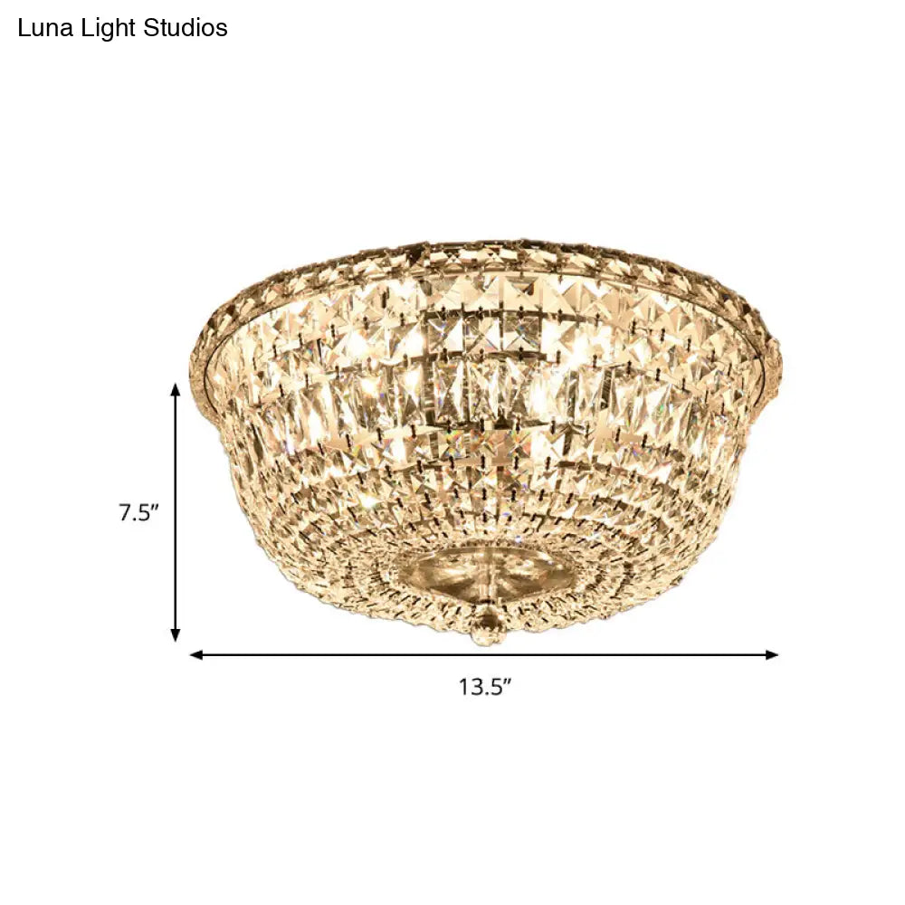 Flush Mount Crystal Prisms Ceiling Light Fixture - Modern Stylish Clear Finish Available In 3 Or 6