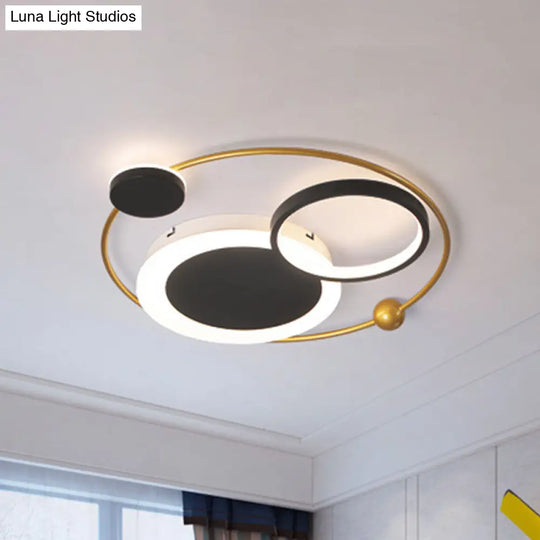 Flush Mount Led Ceiling Light In Acrylic Black And Gold Warm/White 16.5/20.5/24.5 W Black-Gold /