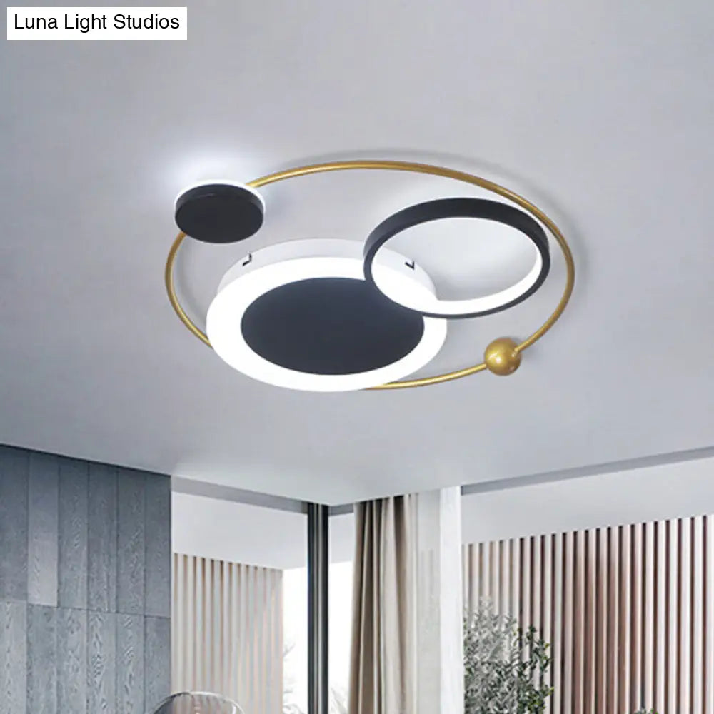 Flush Mount Led Ceiling Light In Acrylic Black And Gold Warm/White 16.5’/20.5’/24.5’ W
