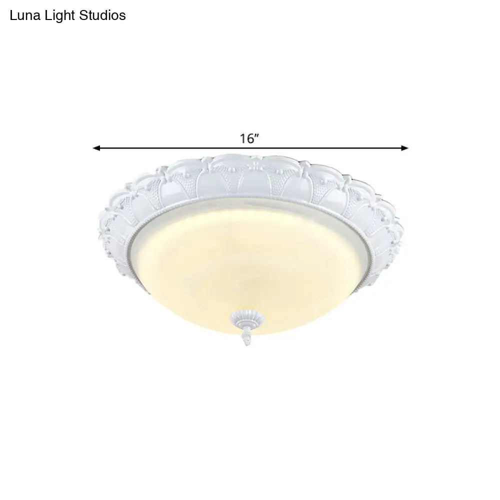 Flush Mount Led Dome Light In Cottage White With Frosted Glass 16’/20.5’ Width - Available Warm