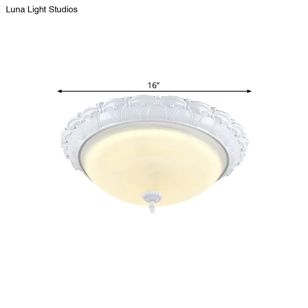 Flush Mount Led Dome Light In Cottage White With Frosted Glass 16/20.5 Width - Available Warm And
