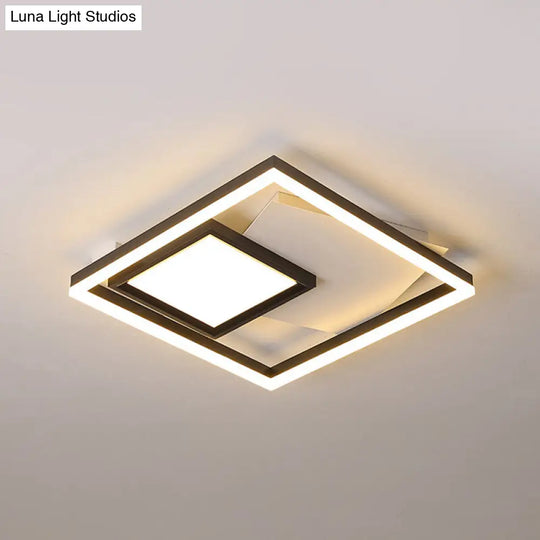 Flush Mount Led Rectangle Ceiling Light Black-White / 16 White