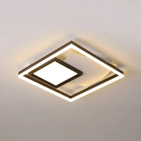 Flush Mount Led Rectangle Ceiling Light Black - White / 16’ White