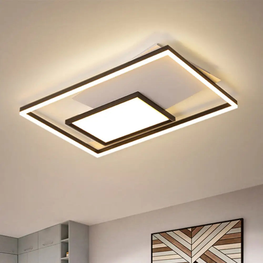 Flush Mount Led Rectangle Ceiling Light Black - White / 35.5’ White