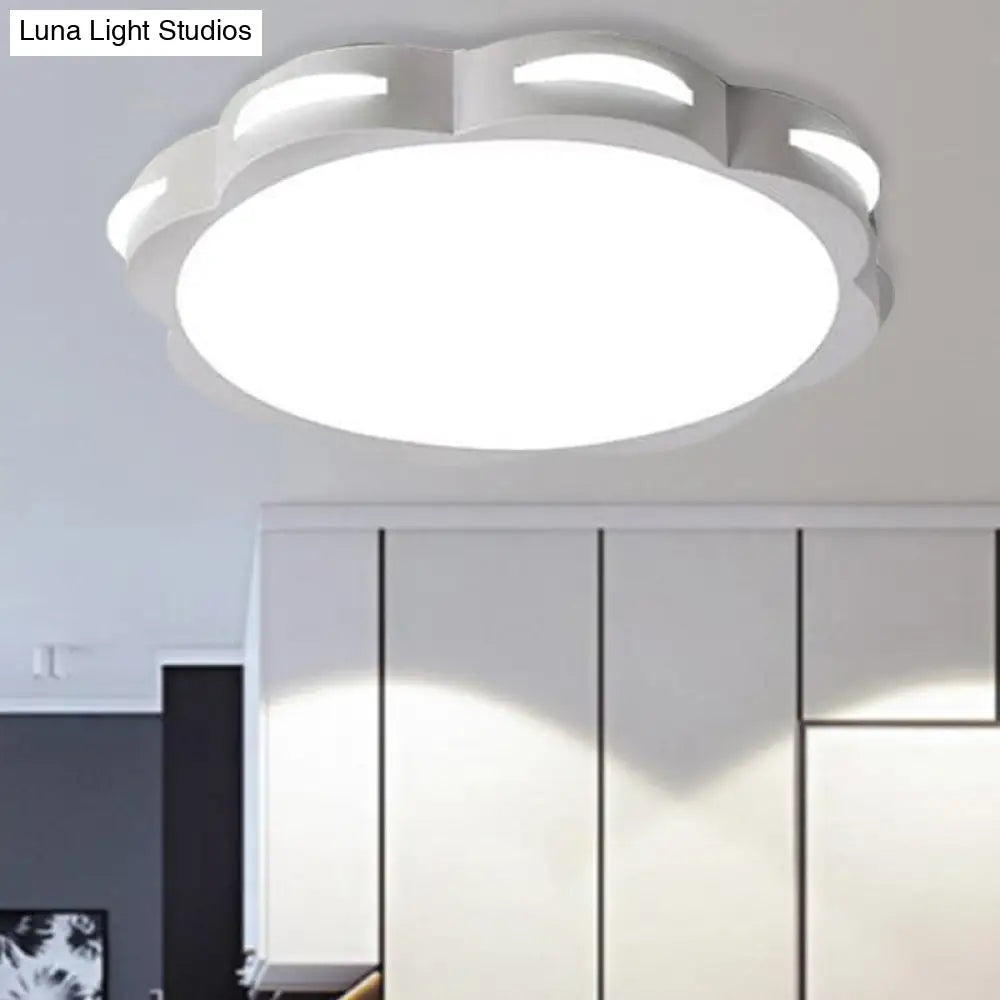 Flush Mount Macaron Led Ceiling Light With Acrylic Floral Shade - Ideal For Girls’ Bedroom