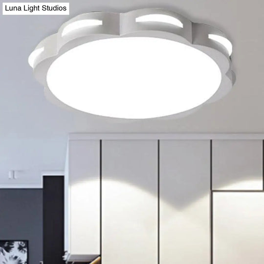 Flush Mount Macaron Led Ceiling Light With Acrylic Floral Shade - Ideal For Girls Bedroom
