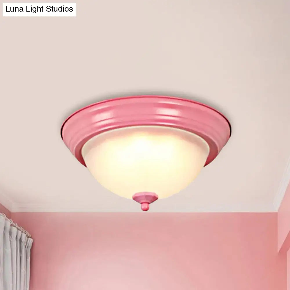 Flush Mount Milk Glass Macaron Loft Ceiling Light For Hallway Bathrooms