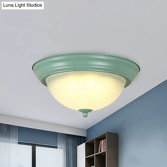 Flush Mount Milk Glass Macaron Loft Ceiling Light For Hallway Bathrooms