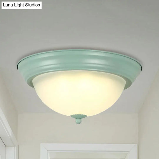 Flush Mount Milk Glass Macaron Loft Ceiling Light For Hallway Bathrooms