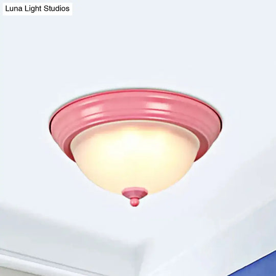 Flush Mount Milk Glass Macaron Loft Ceiling Light For Hallway Bathrooms Pink / 13