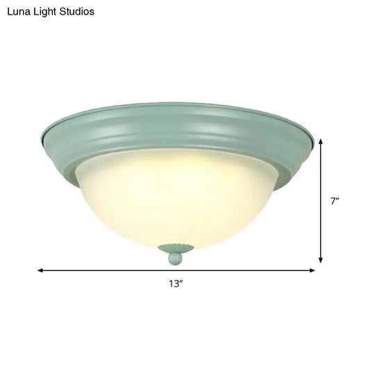 Flush Mount Milk Glass Macaron Loft Ceiling Light For Hallway Bathrooms