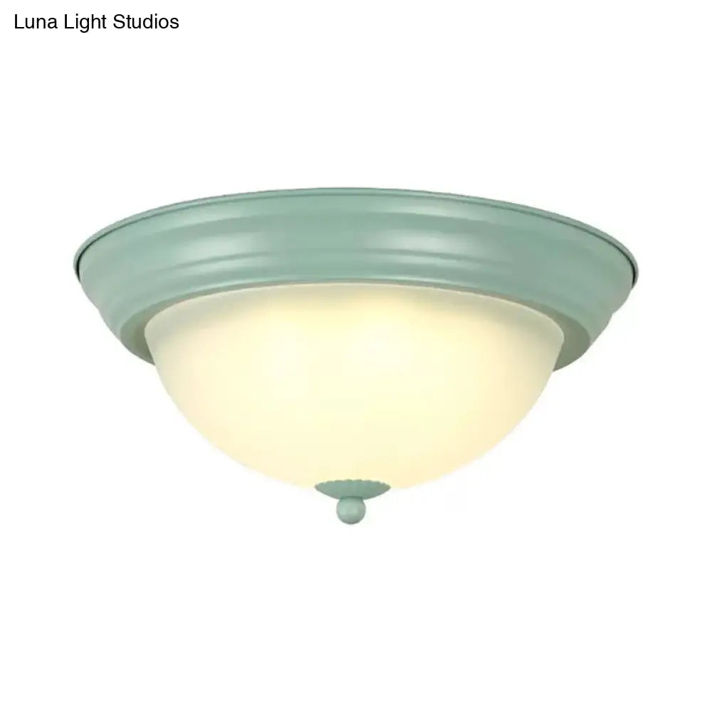 Flush Mount Milk Glass Macaron Loft Ceiling Light For Hallway Bathrooms