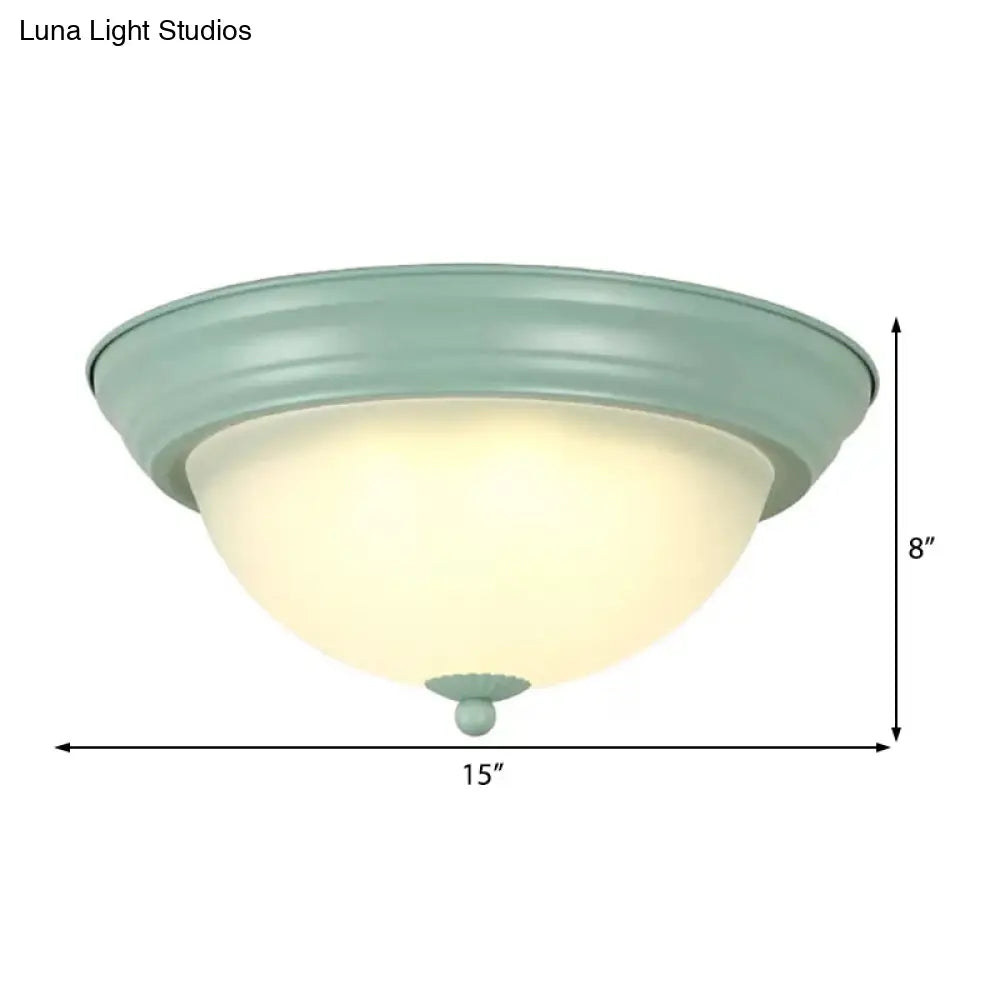 Flush Mount Milk Glass Macaron Loft Ceiling Light For Hallway Bathrooms