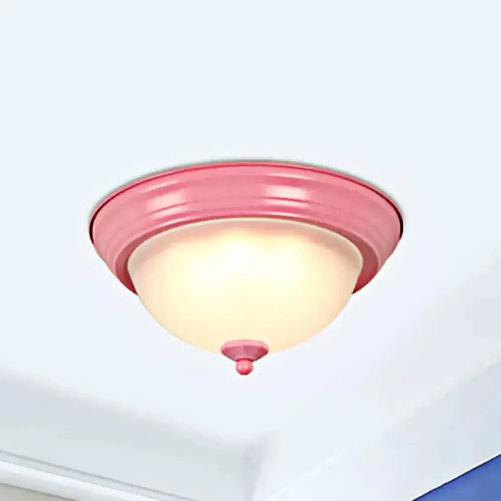 Flush Mount Milk Glass Macaron Loft Ceiling Light For Hallway Bathrooms Pink / 13’