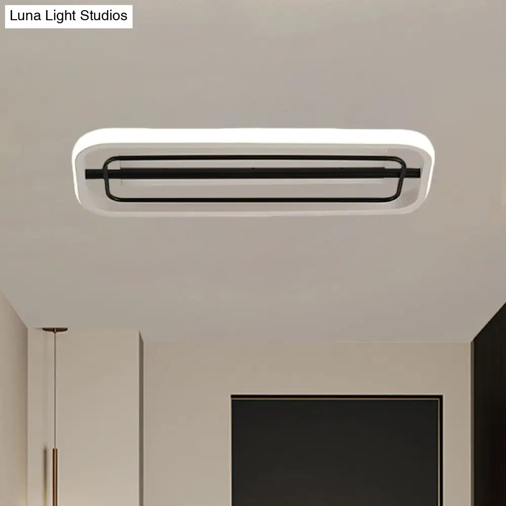 Flush Mounted Led Ceiling Light In Modern Metallic Black & White/Black Gold 16/23.5 Length