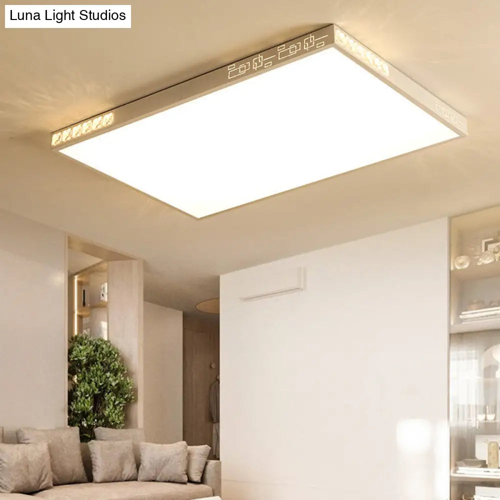 Flush Mounted Led Crystal Ceiling Light With Acrylic Shade - Rectangle/Round Options 16/19.5/23.5