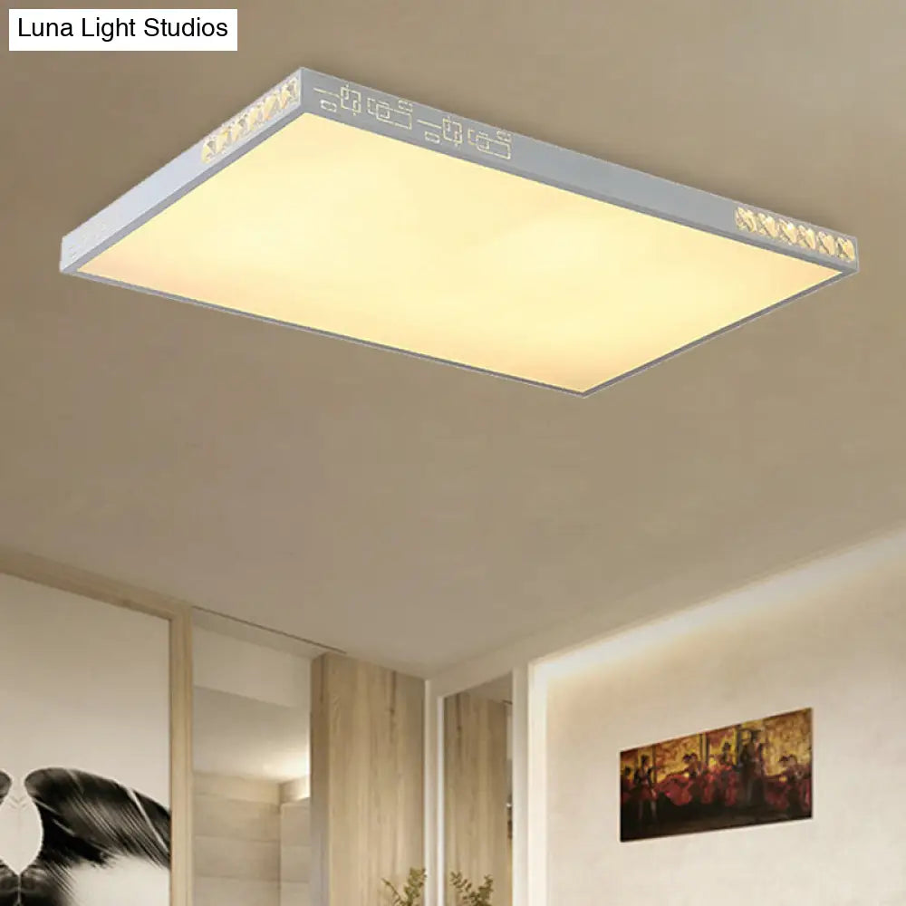 Flush Mounted Led Crystal Ceiling Light With Acrylic Shade - Rectangle/Round Options 16/19.5/23.5