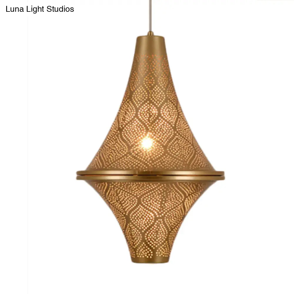 Flying Saucer Ceiling Light - Arab 14/21.5 H Metal Pendant Lighting Fixture In Brass