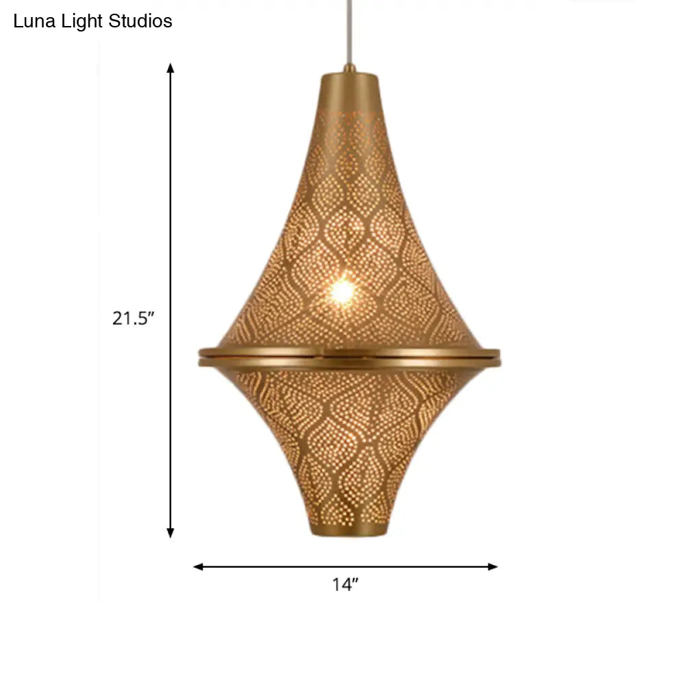 Flying Saucer Ceiling Light - Arab 14/21.5 H Metal Pendant Lighting Fixture In Brass