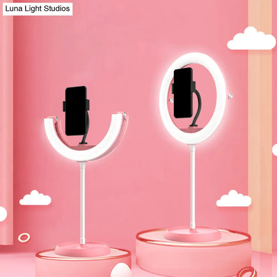 Foldable Metal Vanity Lamp With Mobile Phone Support & Led Light - Available In Black White And Pink