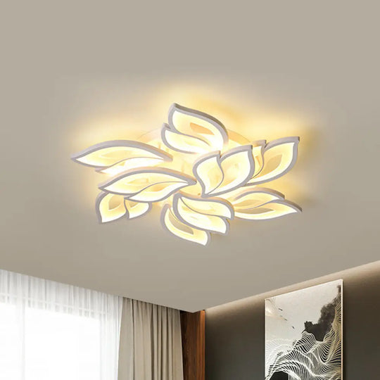 Foliage Semi-Mount Bedroom Light With 9/12/15 Acrylic Lights In Warm/White - Modern Ceiling Lamp 9 /