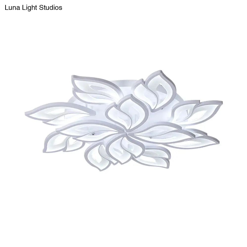 Foliage Semi-Mount Bedroom Light With 9/12/15 Acrylic Lights In Warm/White - Modern Ceiling Lamp