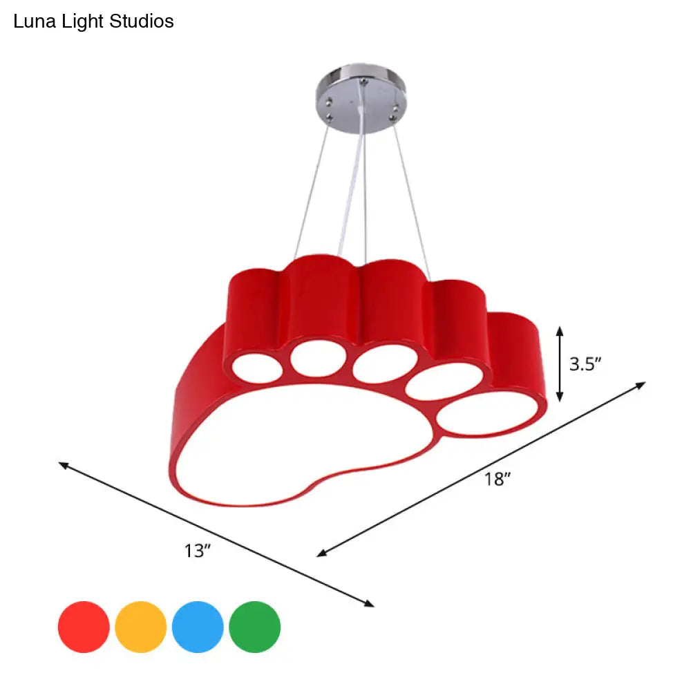 Foot-Shaped Led Chandelier Lighting Fixture Simplicity Acrylic For Nursery In Vibrant